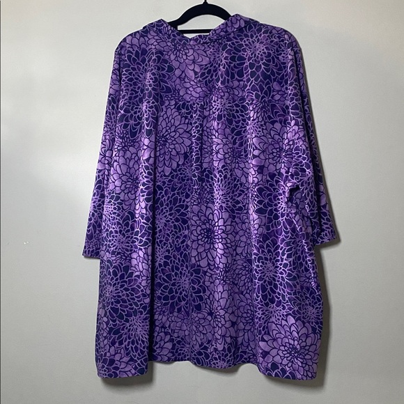 Catherines Blouse Women’s 4X 30/32W Purple Floral Button Up Collared Shirt - Picture 8 of 12